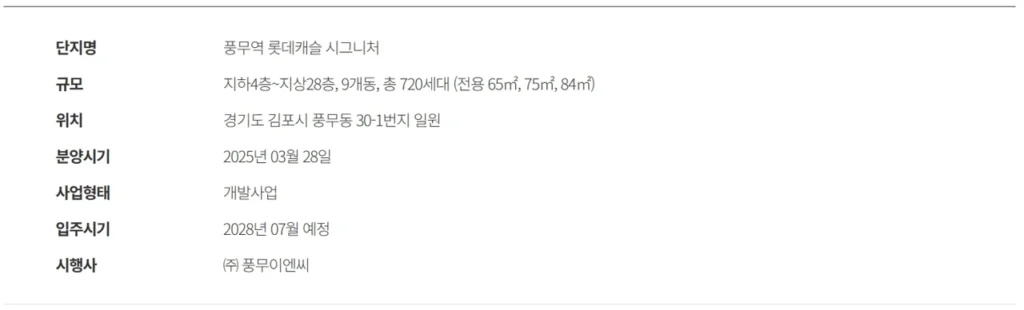 김포 풍무역 롯데캐슬 시그시그니처 용적률및 사업개요